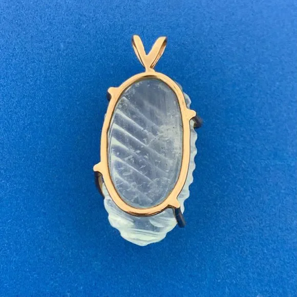 Artisan 14k Yellow Gold Green Tourmaline Carved Joy Vitality Nourishment Pendant